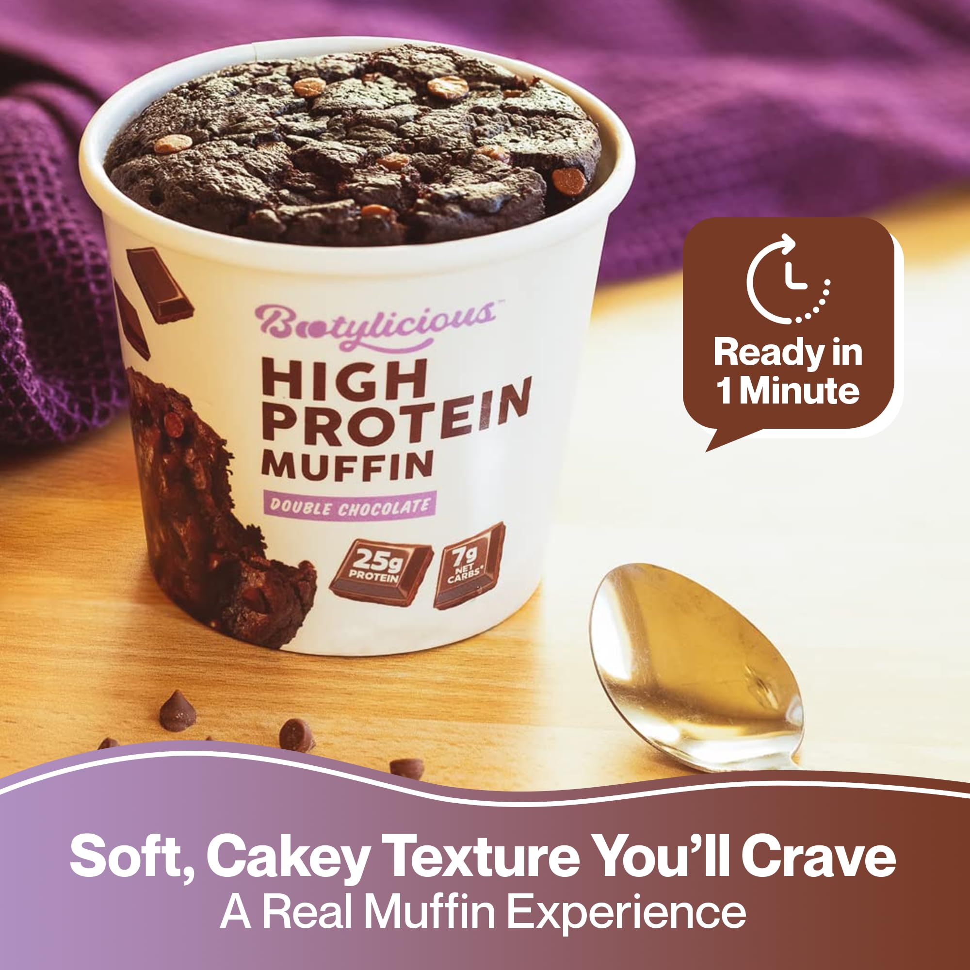 Bootylicious muffin en mano para comparar tamaño y control de porción