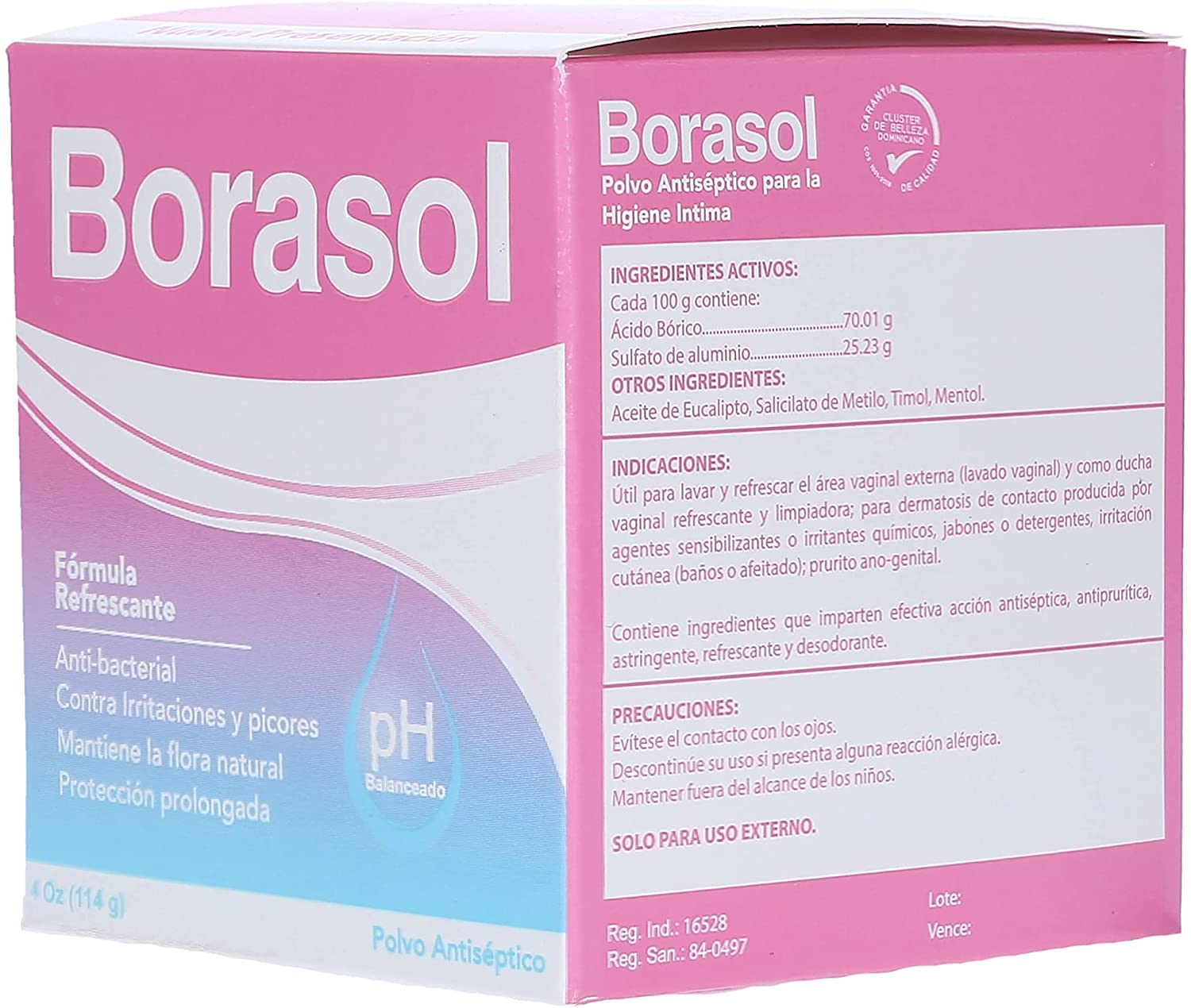 Borasol frente del envase mostrando etiqueta y tamaño 4 oz, facilita identificación y uso