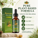 Primer plano del extracto de polen de pino Boreome mostrando pureza