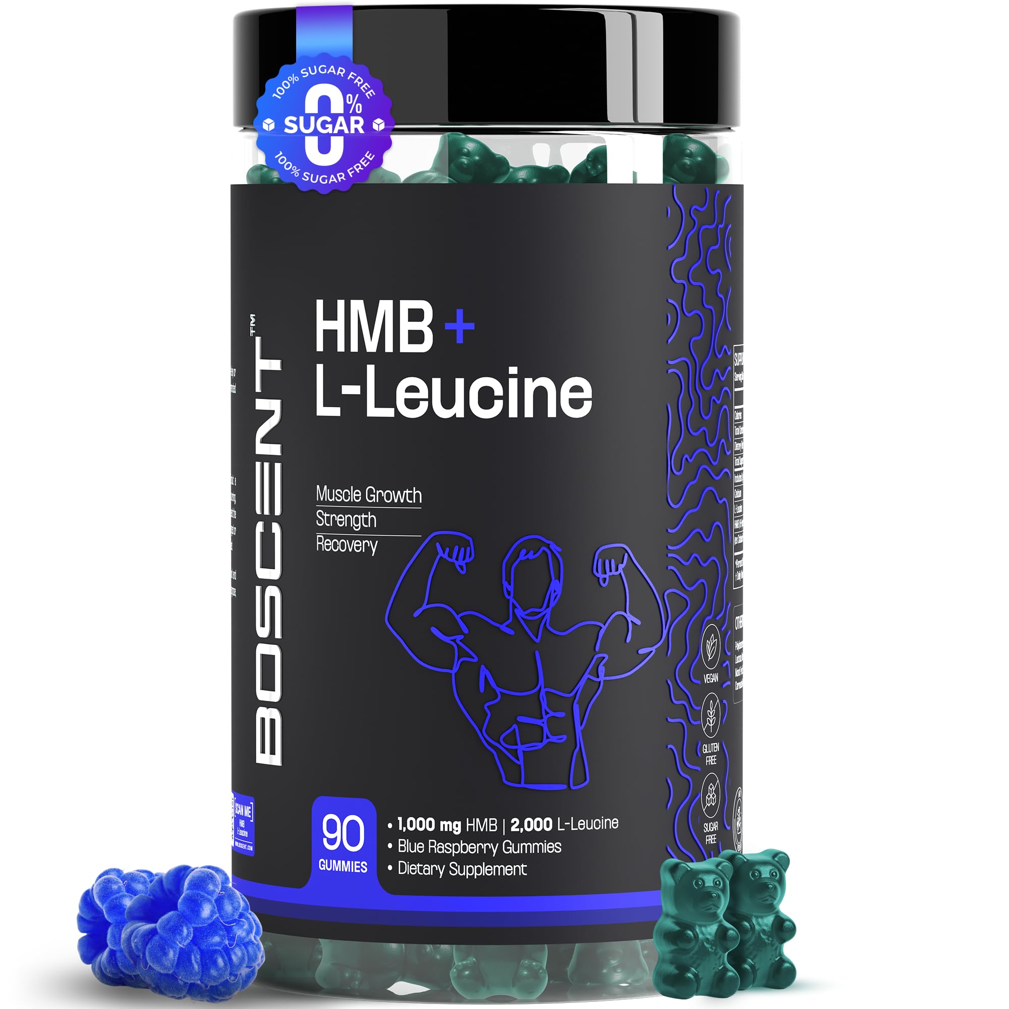 BOSCENT envase frontal con gominolas arándano azul muestra dosis y beneficios