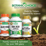 Botanic Choice botella abierta con cápsulas sobre mesa destacando presentación de 60 unidades