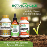 Botanic Choice frasco junto a una regla para comparar tamaño y capacidad