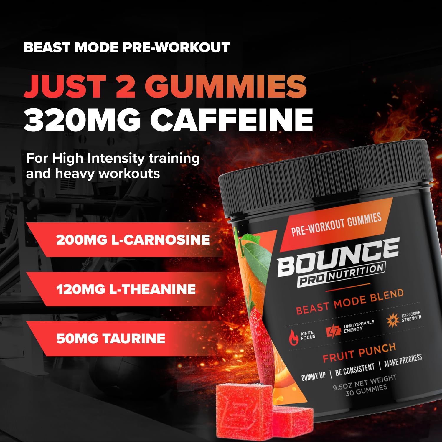 Bounce Pro detalle de textura que sugiere sabor frutal agradable