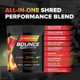 Bounce Pro primer plano de la gomita que sugiere sabor frambuesa durazno delicioso