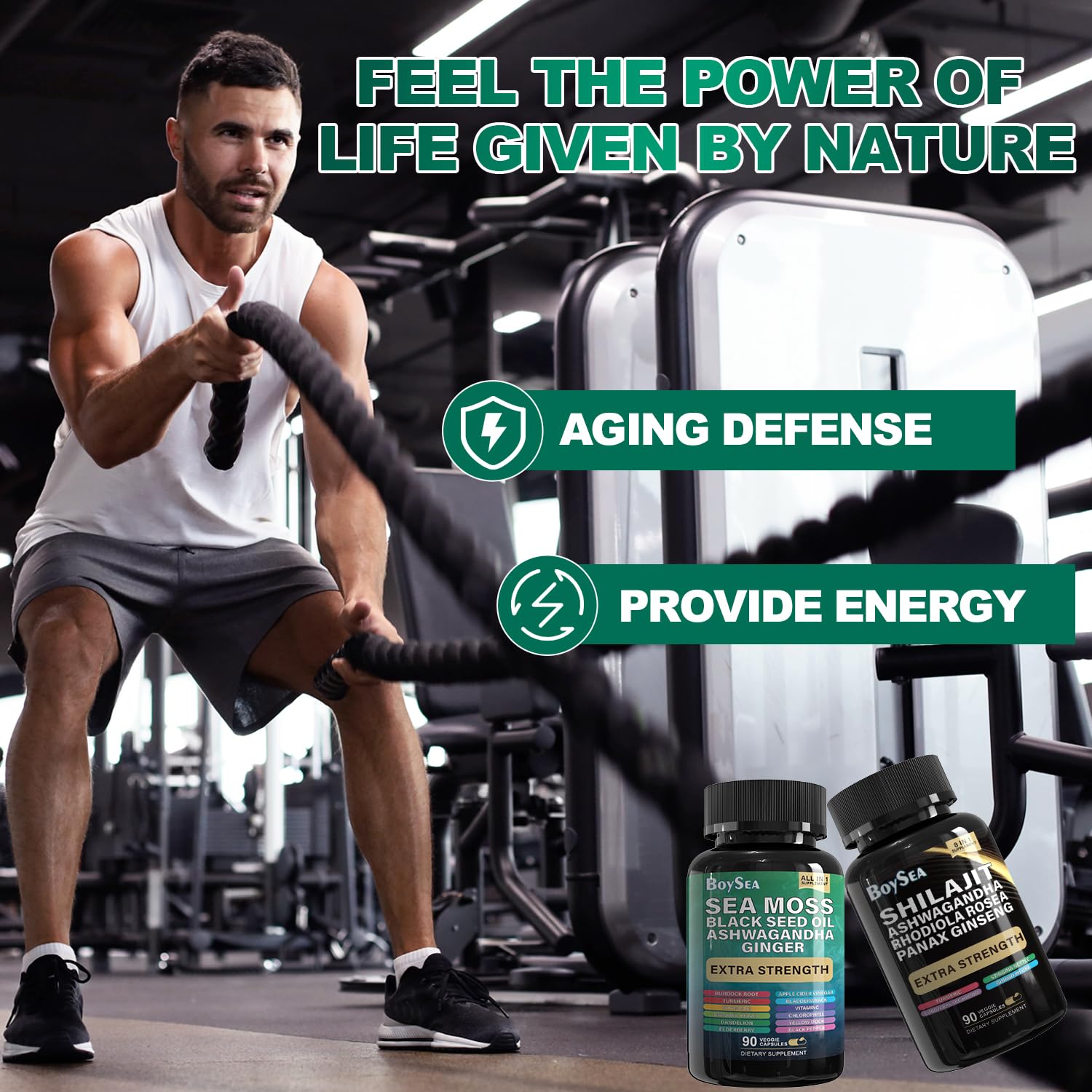 Boysea ambientación lifestyle mesa con frascos y elementos naturales sugerentes