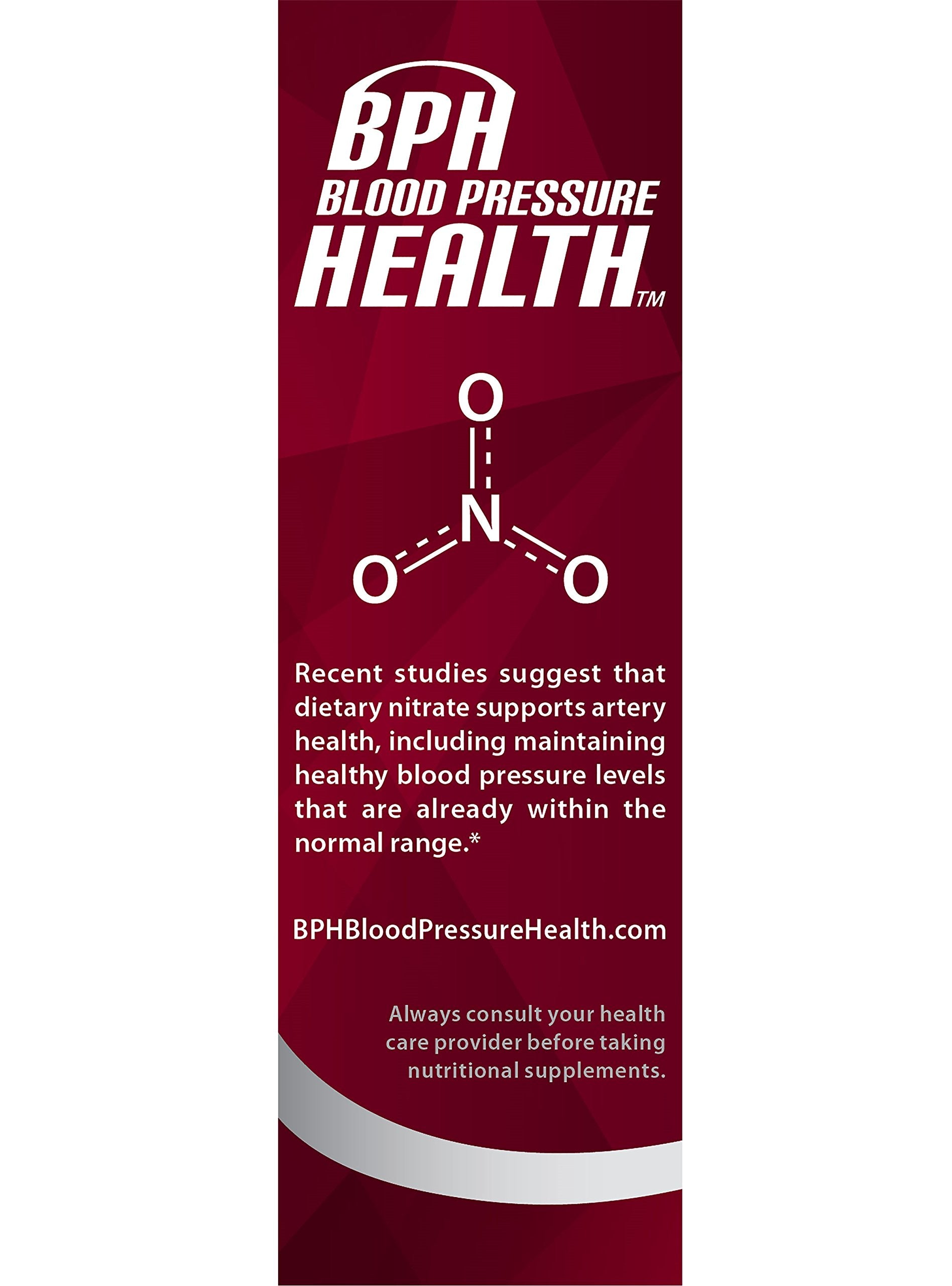 BPH Blood Pressure Health polvo de remolacha que muestra origen vegetal y potencia