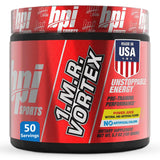BPI Sports tarro frontal de 1.M.R VORTEX mostrando el envase y energía deportiva