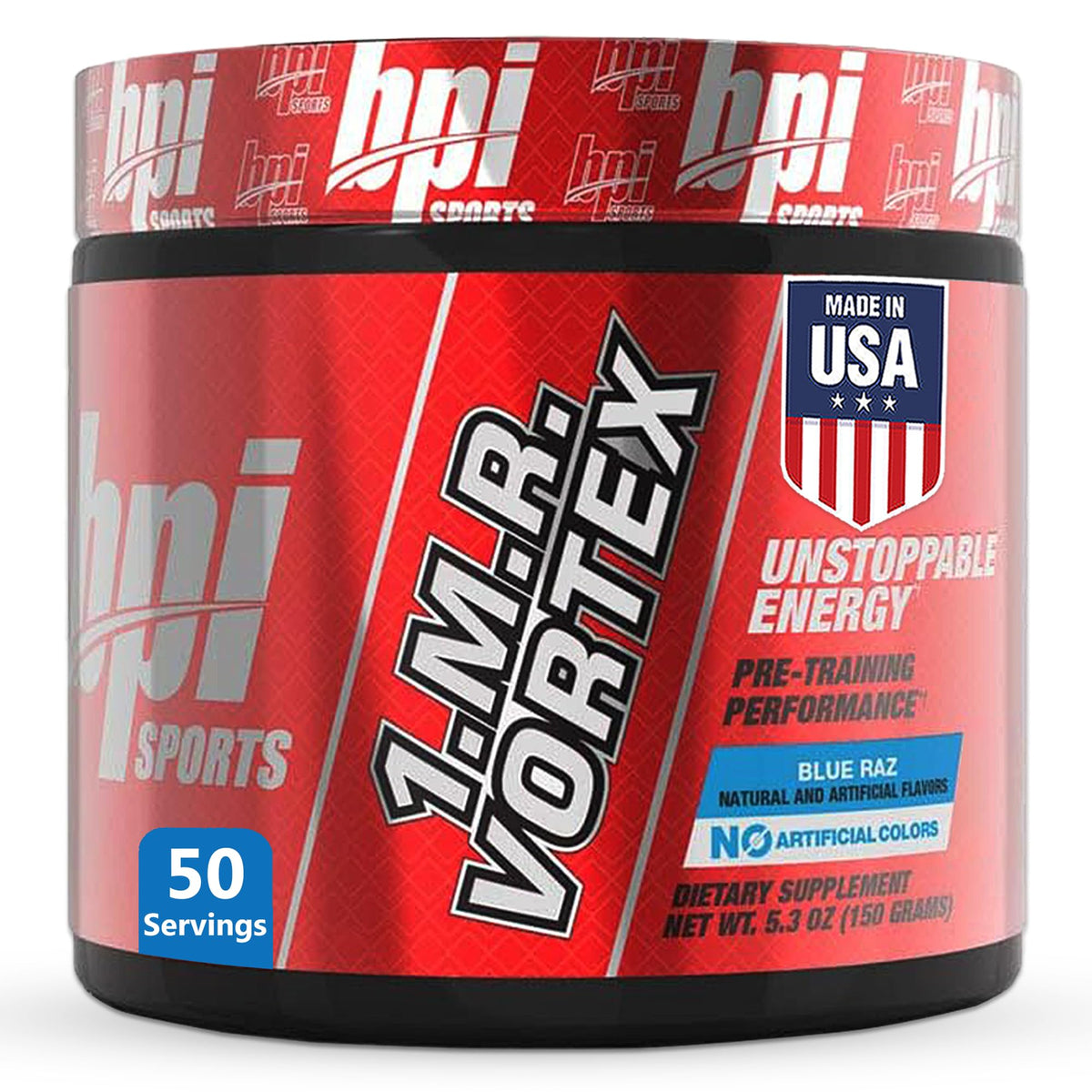 BPI Sports frasco frontal del empaque mostrando el diseño y la cantidad