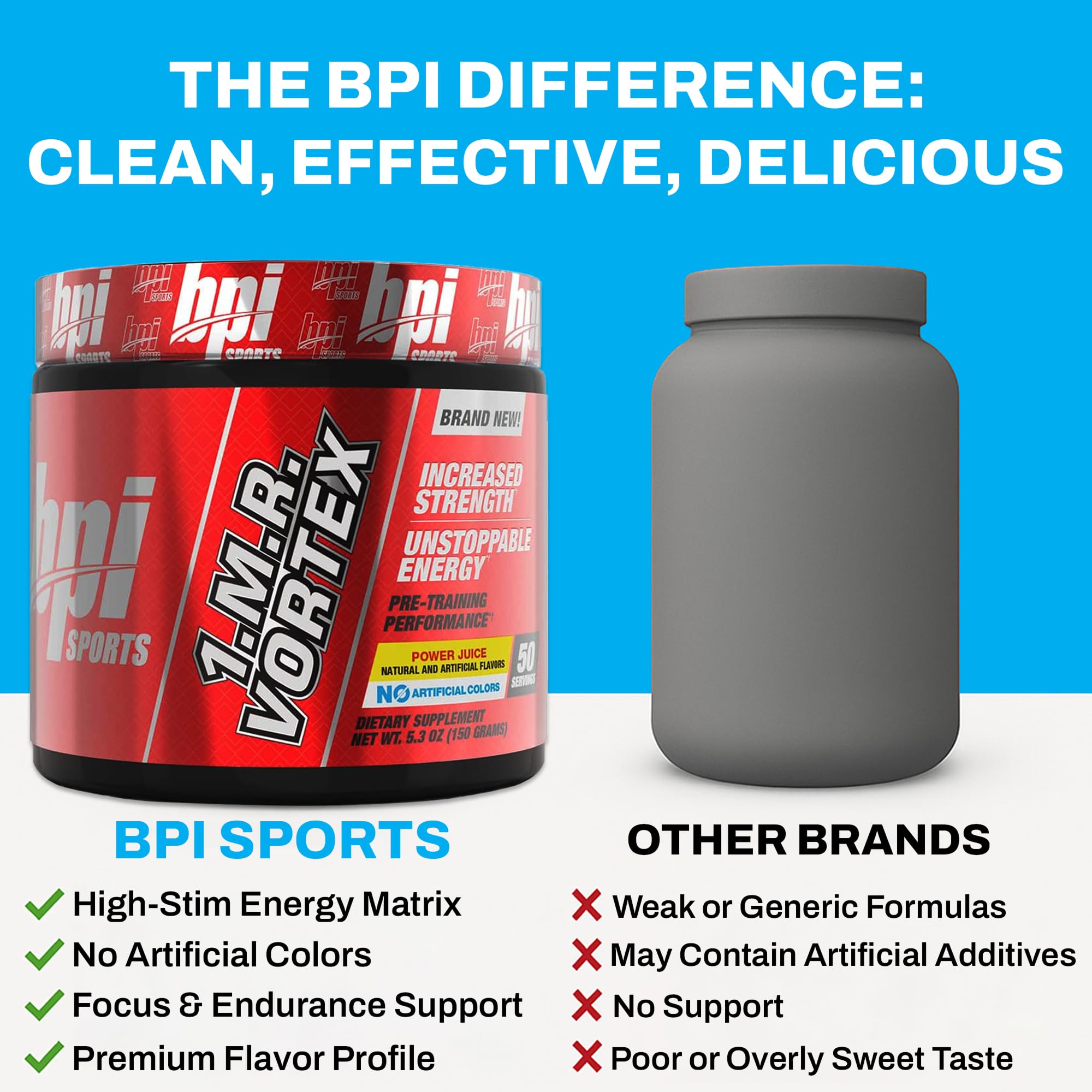 BPI Sports cucharada con porción de 1.M.R VORTEX listada para control de dosis