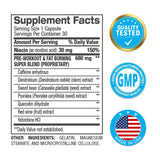 BPI Sports B4 etiqueta de ingredientes destacando cafeína y yohimbina