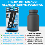 BPI Sports B4 comparación de tamaño junto a moneda para escala clara
