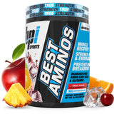 BPI Sports frasco Best Aminos Fruit Punch mostrando el envase frontal y beneficios