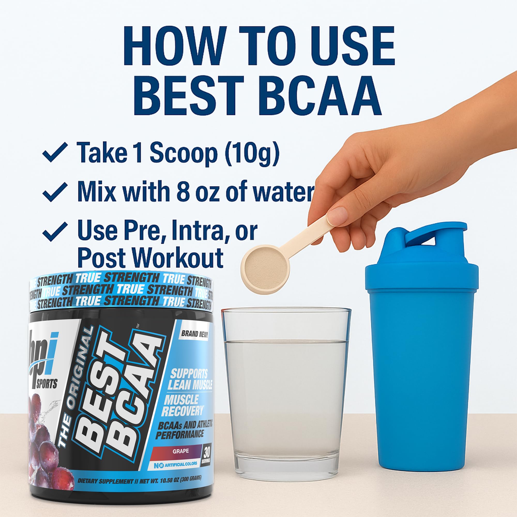 BPI Sports gota de mezcla uva Best BCAA destacando sabor y frescor