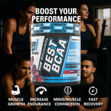 BPI Sports Best BCAA en gimnasio con atleta, soporte recuperación muscular