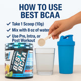 BPI Sports atleta mezclando Best BCAA durante entrenamiento para recuperación