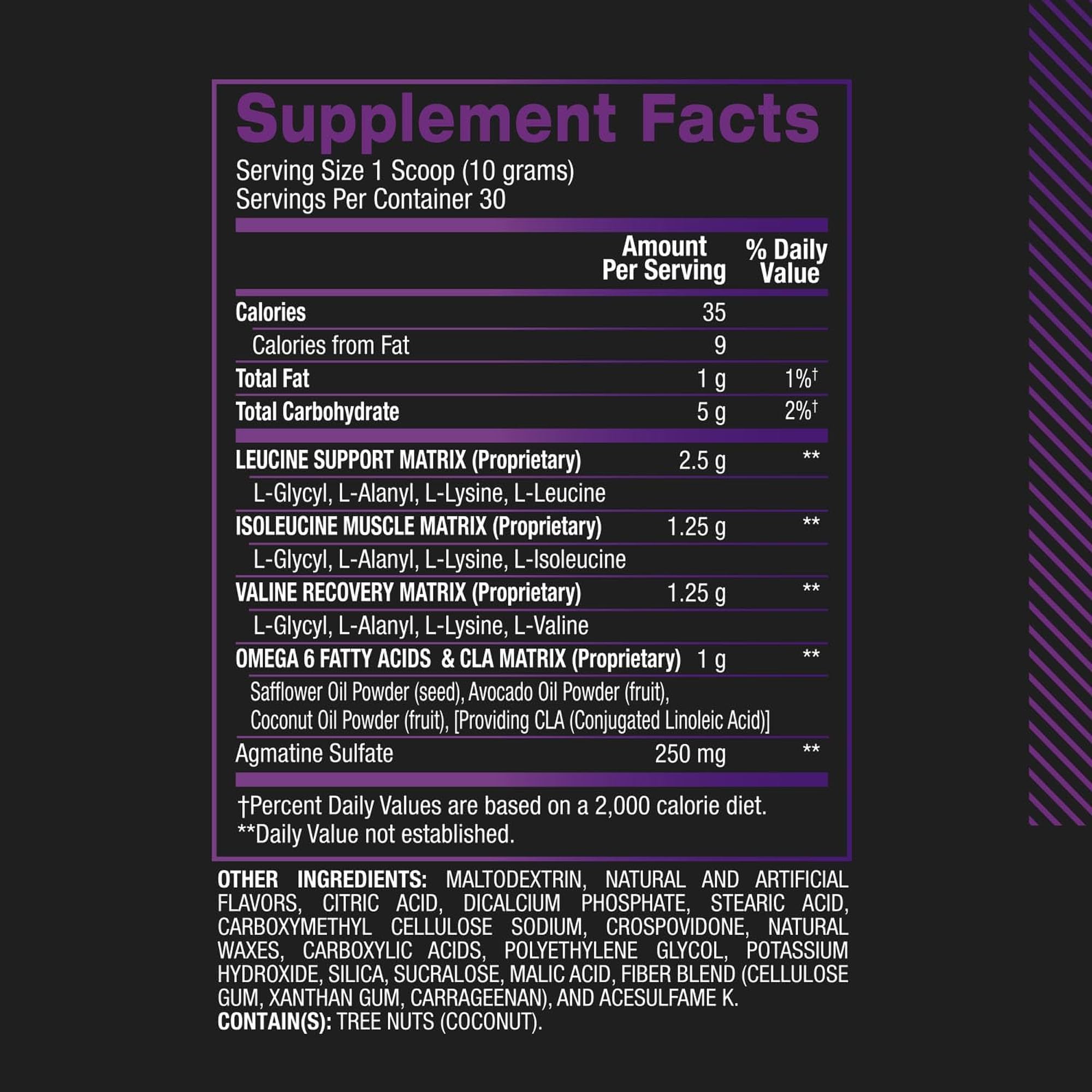 BPI Sports etiqueta Best BCAA con ingredientes y información de calidad