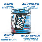 BPI Sports Best BCAA mezclado en vaso, hidratación rápida y sabor uva