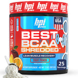 BPI Sports best bcaa shredded frontal del envase mostrando información clave y confianza