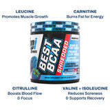 vaso con BPI Sports BCAA mezclado listo para beber y recuperación rápida