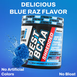 polvo azul BPI Sports Best BCAA Shredded textura fina y fácil disolución