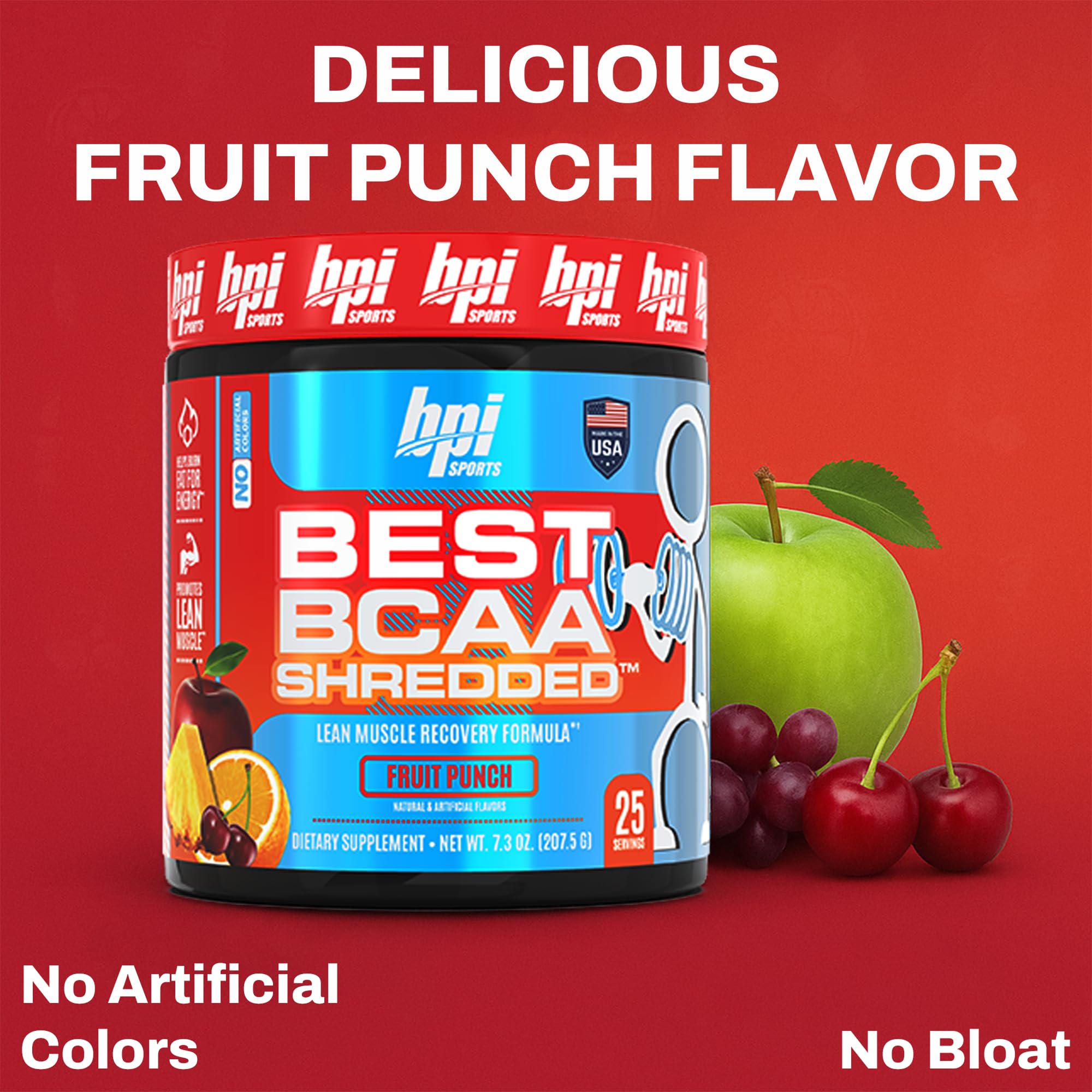BPI Sports best bcaa shredded polvo en primer plano para ver textura y fácil mezcla