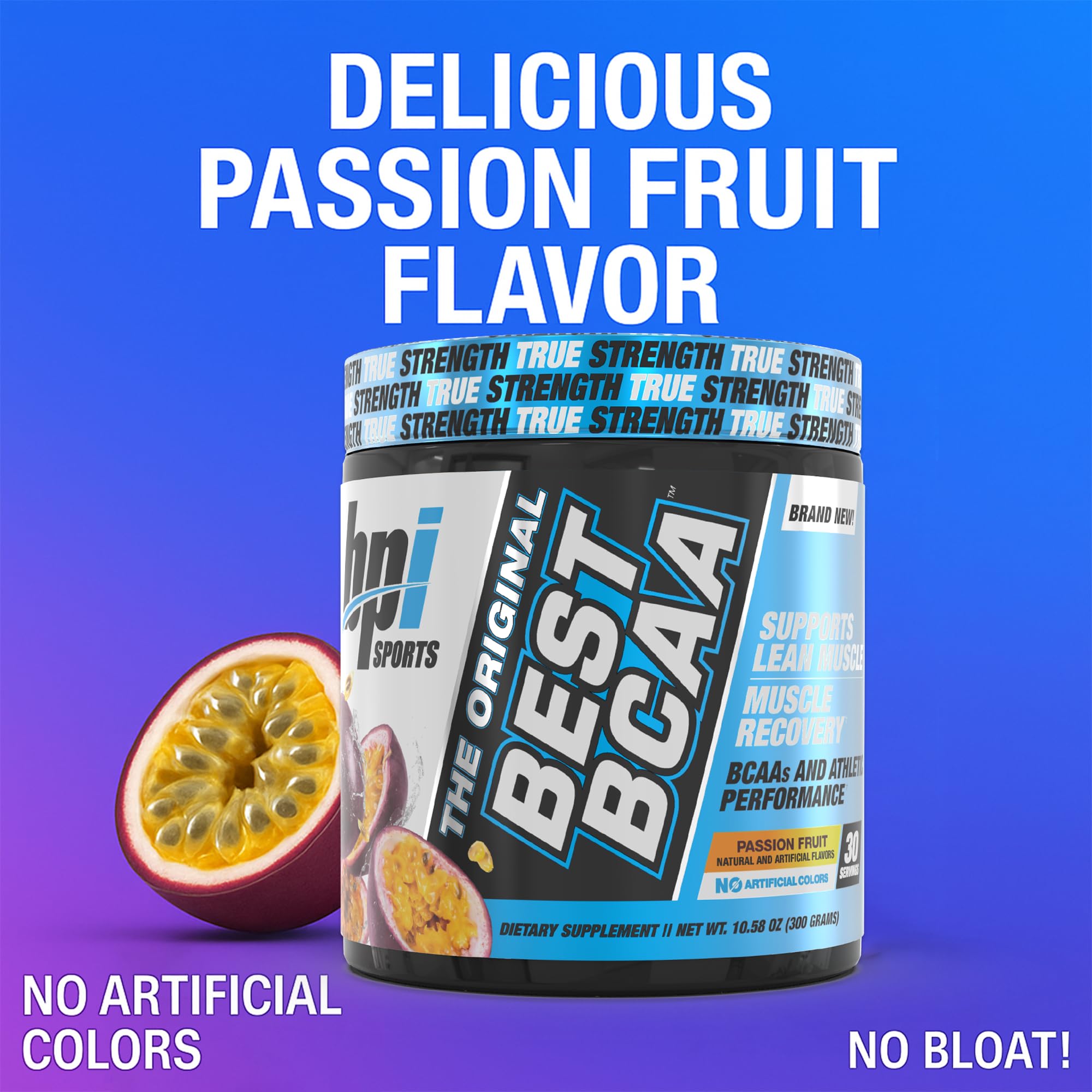 BPI Sports polvo de BCAA en primer plano que revela textura fina y disolución rápida