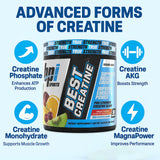 Cucharada con BPI Sports Best Creatine lista para mezclar, medida precisa para dosificación