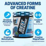BPI Sports etiqueta con lista de ingredientes y formas de creatina