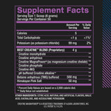 Etiqueta nutricional de BPI Sports Best Creatine mostrando ingredientes y formas de creatina