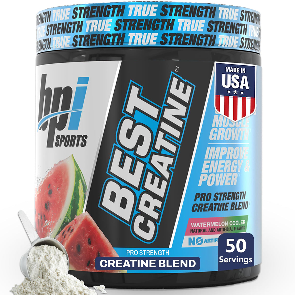BPI Sports bote frontal mostrando la etiqueta y beneficios visibles