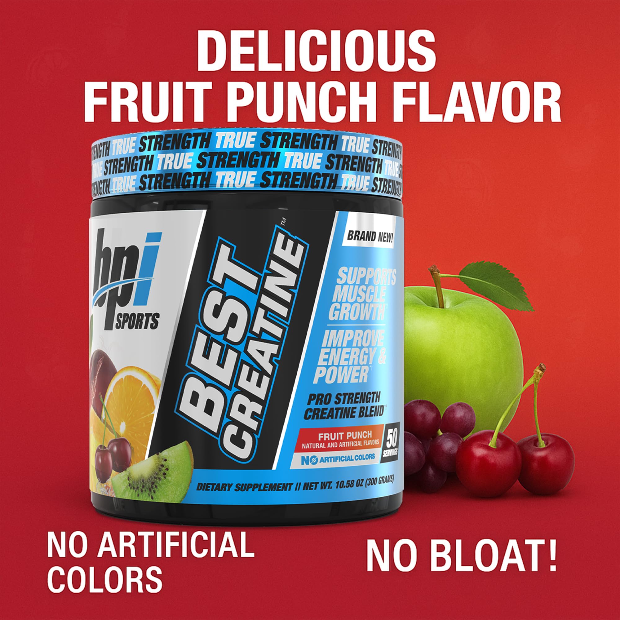 Detalle del polvo BPI Sports Best Creatine mostrando textura fina y fácil disolución