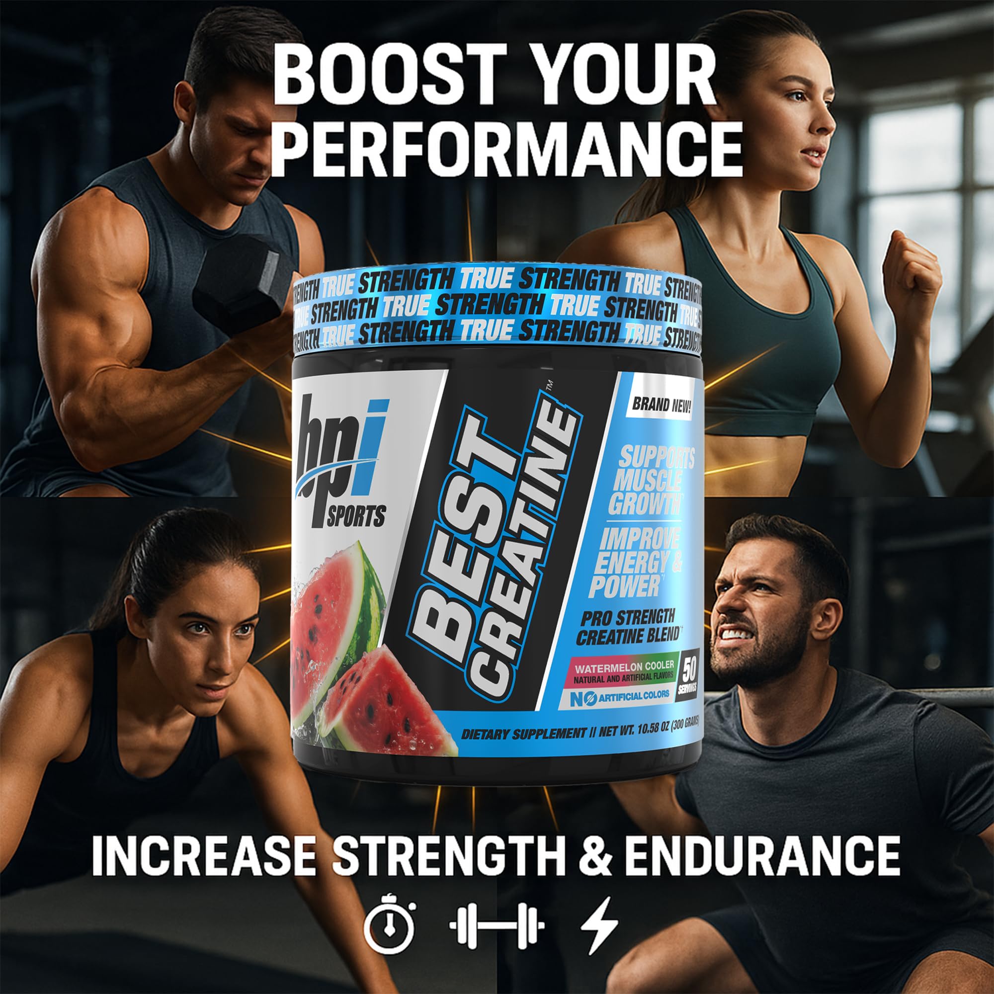 BPI Sports deportista mezclando creatina para mejor rendimiento