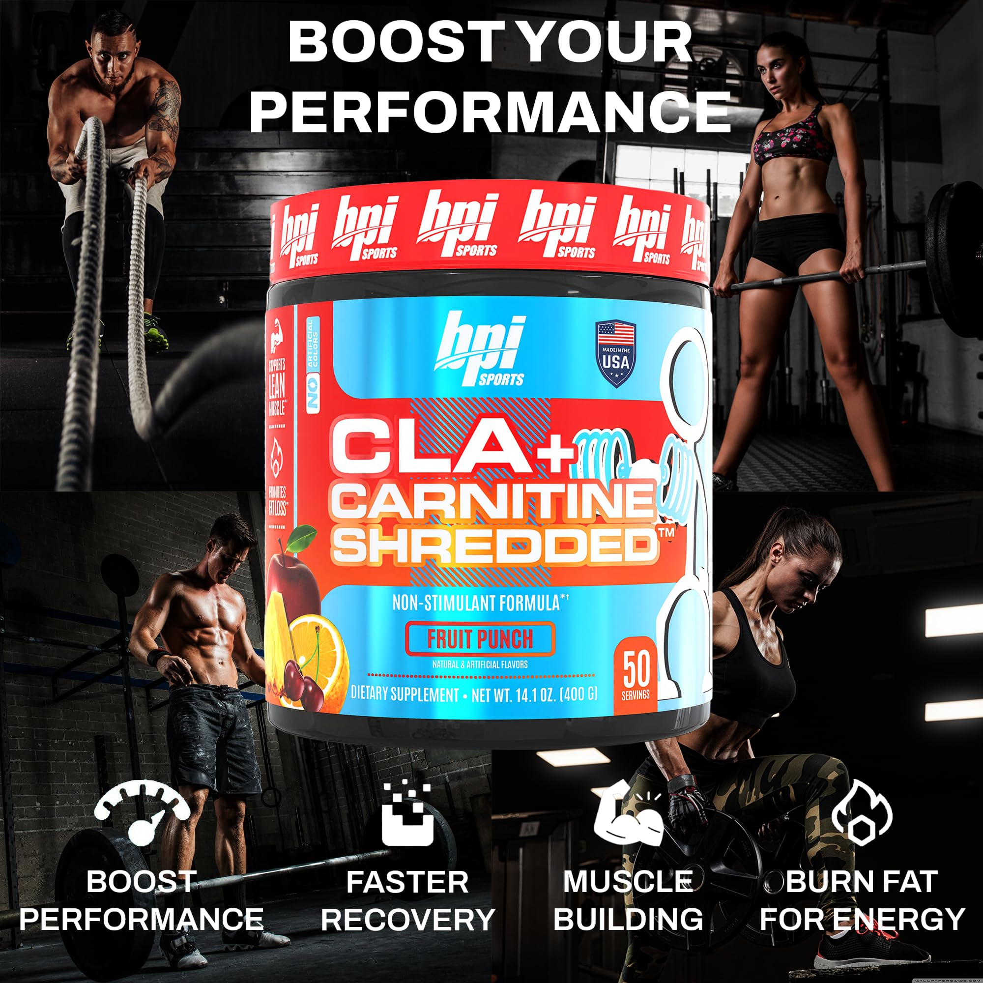 BPI Sports cucharada para comparar tamaño y concentración por porción