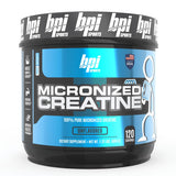 BPI Sports envase frontal de creatina micronizada, presentación clara y profesional