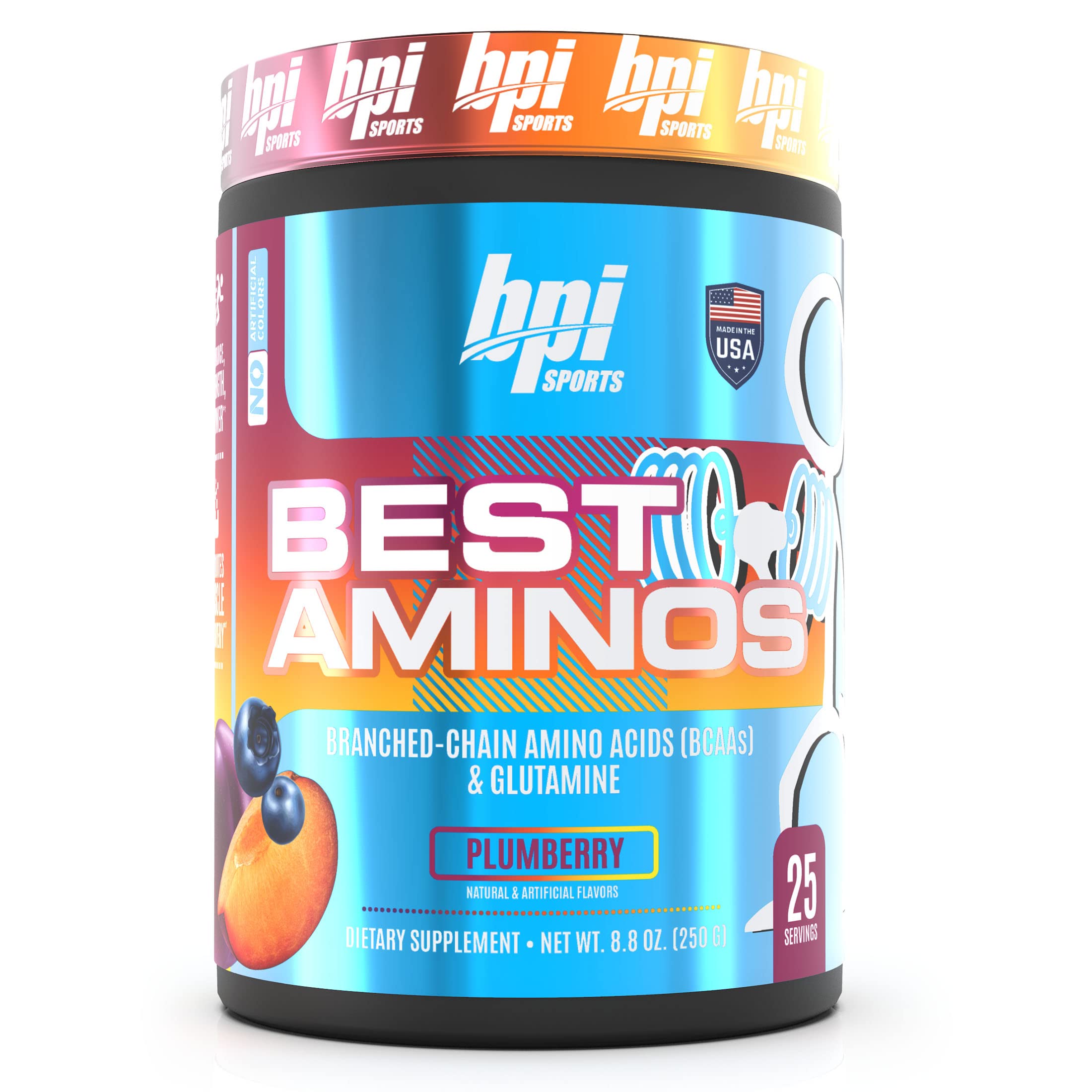 BPI Sports envase frontal plumberry mostrando diseño y beneficio de sabor