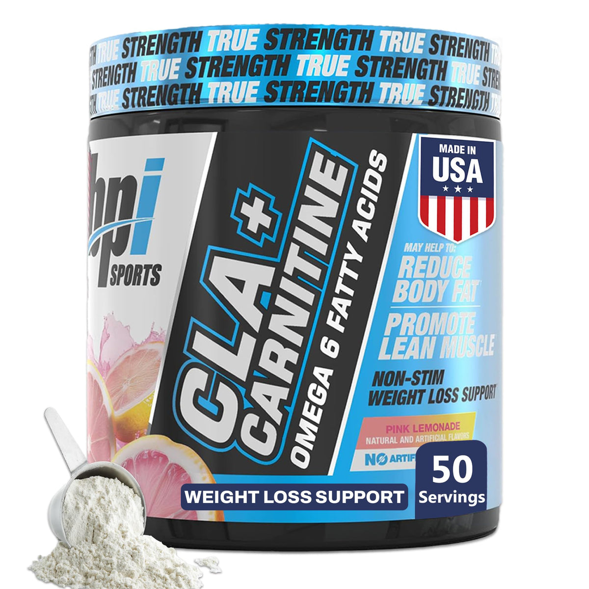 BPI Sports frente del envase mostrando etiqueta clara y sabor Pink Lemonade