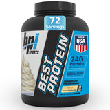 BPI Sports envase frontal Vanilla Swirl mostrando sabor y tamaño