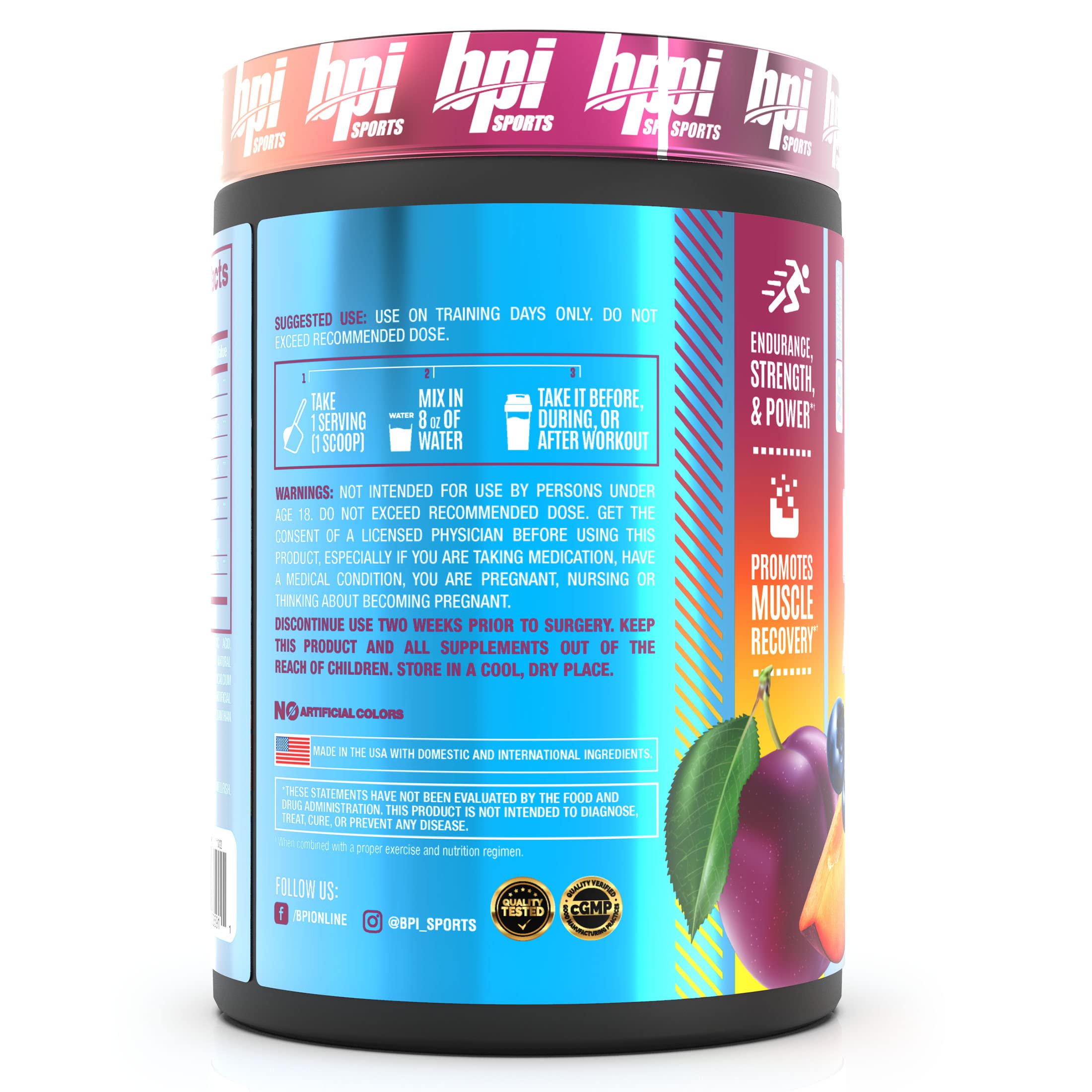 BPI Sports polvo textura cercano que facilita mezcla rápida y soluble