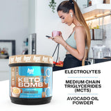 BPI Sports polvo del creamer en cuchara, textura fina y fácil disolución