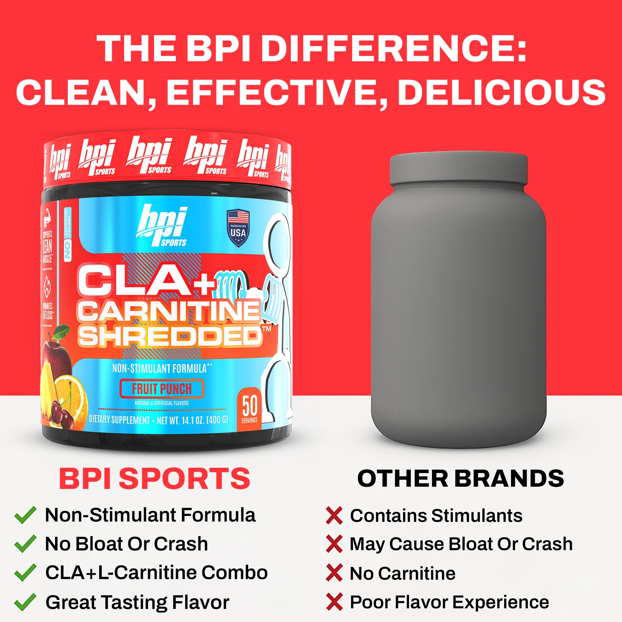 BPI Sports tarro abierto visto desde arriba, fácil de servir