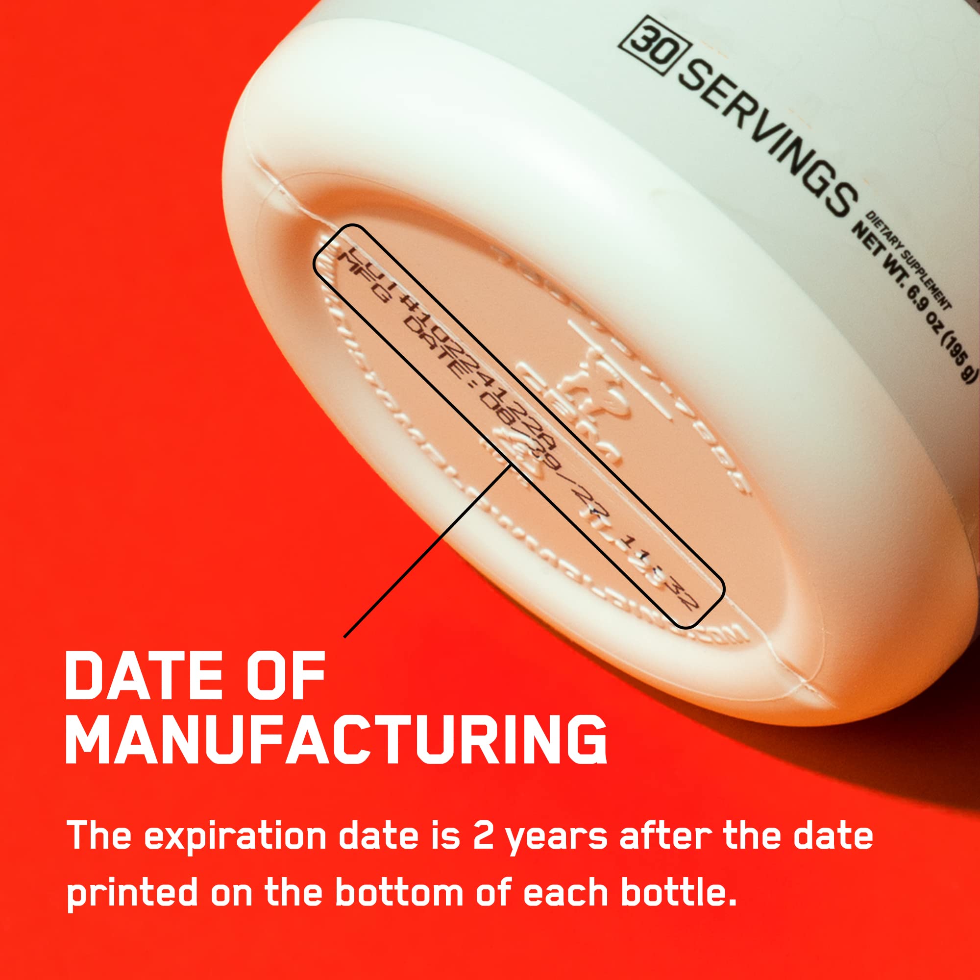 BARE PERFORMANCE NUTRITION comparación de envase con botella para visualizar tamaño y servicios