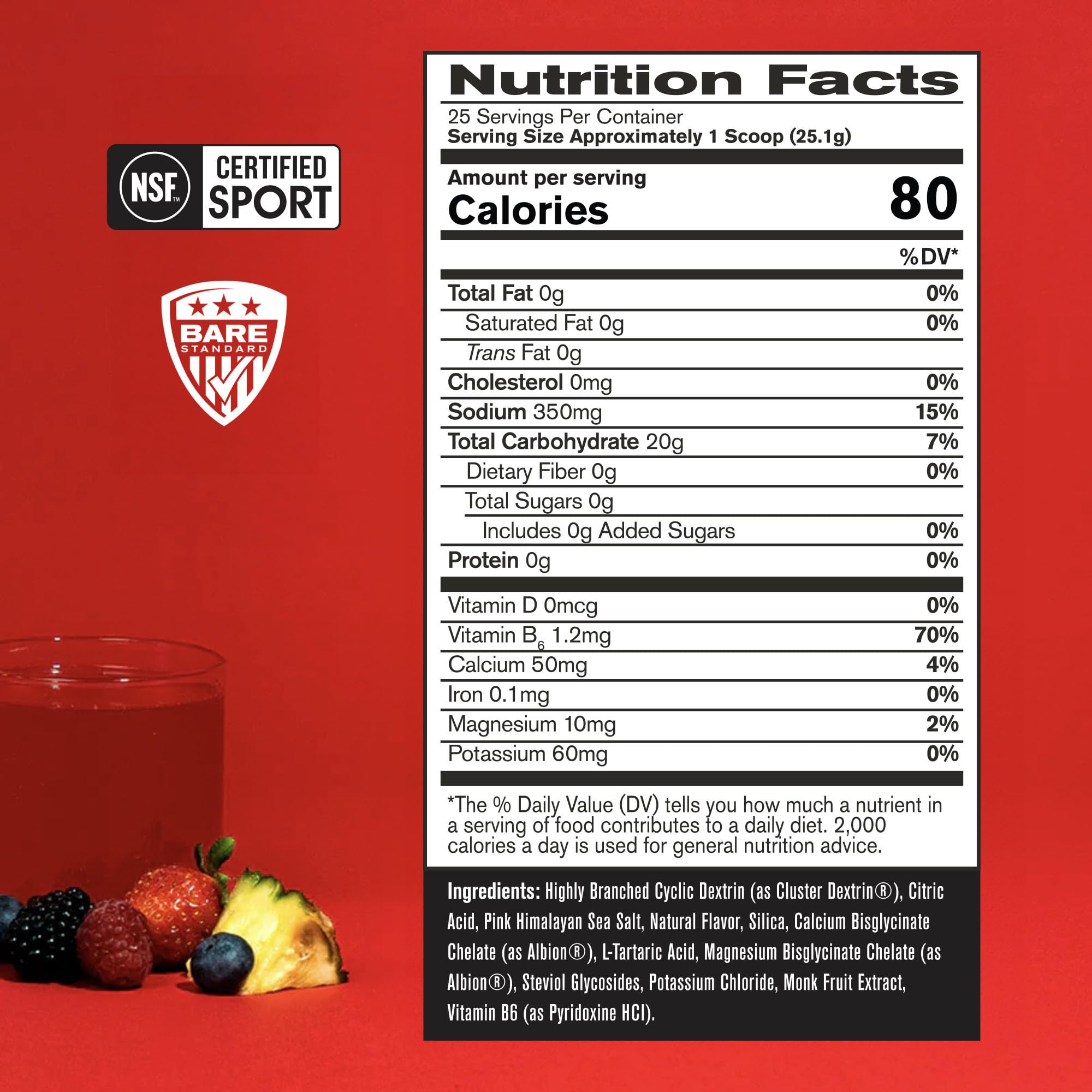 BARE PERFORMANCE NUTRITION textura del polvo Cluster Dextrin, fácil disolución y mezcla rápida