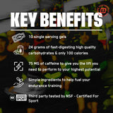 BARE PERFORMANCE NUTRITION etiqueta con carbohidratos y cafeína clara y útil