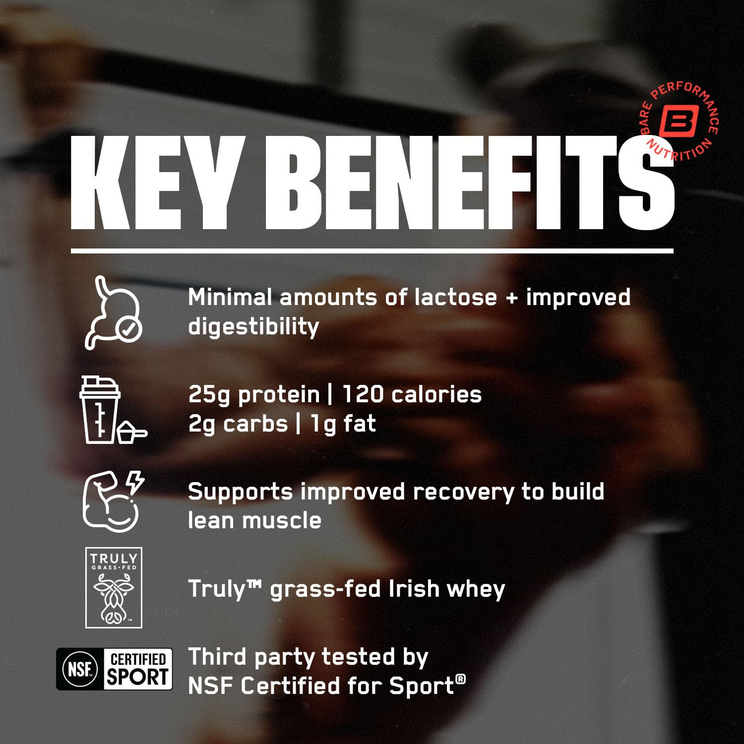 BARE PERFORMANCE NUTRITION cuchara medidora con porción, control preciso de proteína