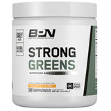 BARE PERFORMANCE NUTRITION envase frontal de Strong Greens Piña Coco, fácil identificación y confianza