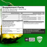 BARE PERFORMANCE NUTRITION textura del polvo Strong Greens mostrando mezcla fina y solubilidad rápida