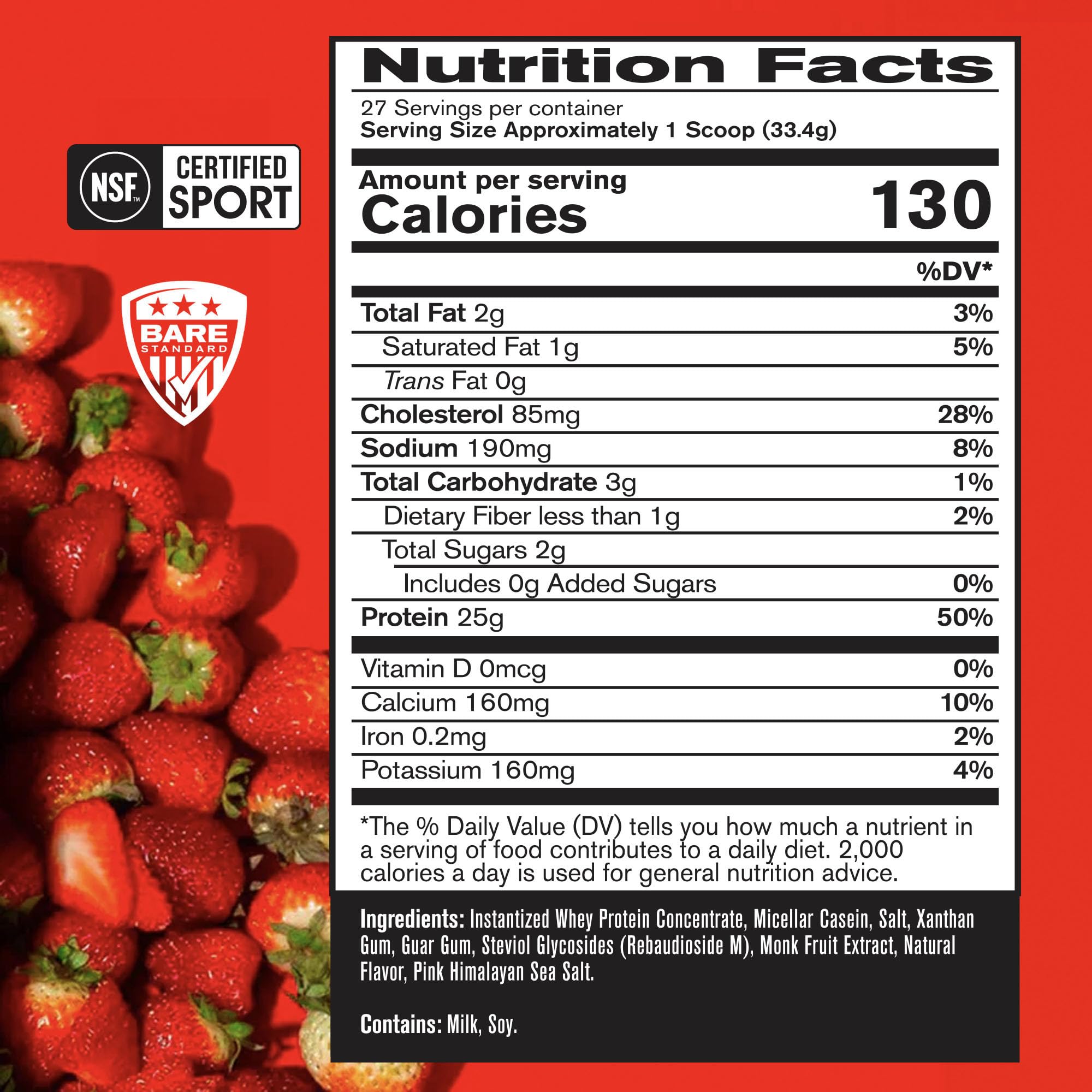 BARE PERFORMANCE NUTRITION textura del polvo fresa fina y fácil de mezclar