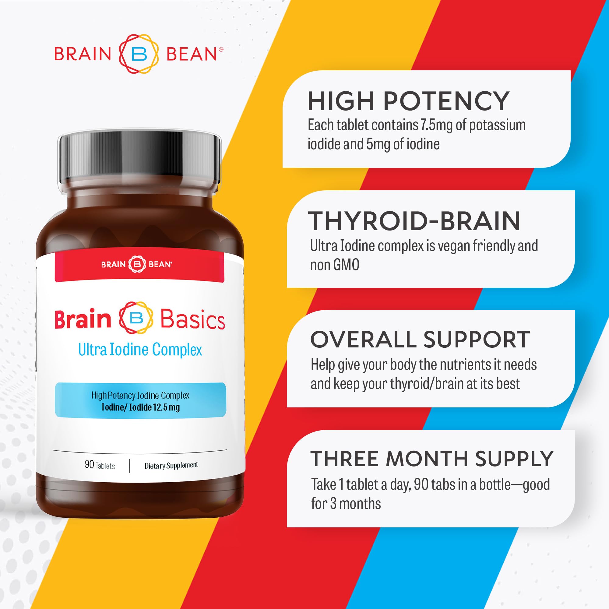 Brain Bean etiqueta con ingredientes para confirmar yodo y potasio