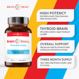 Brain Bean etiqueta con ingredientes para confirmar yodo y potasio