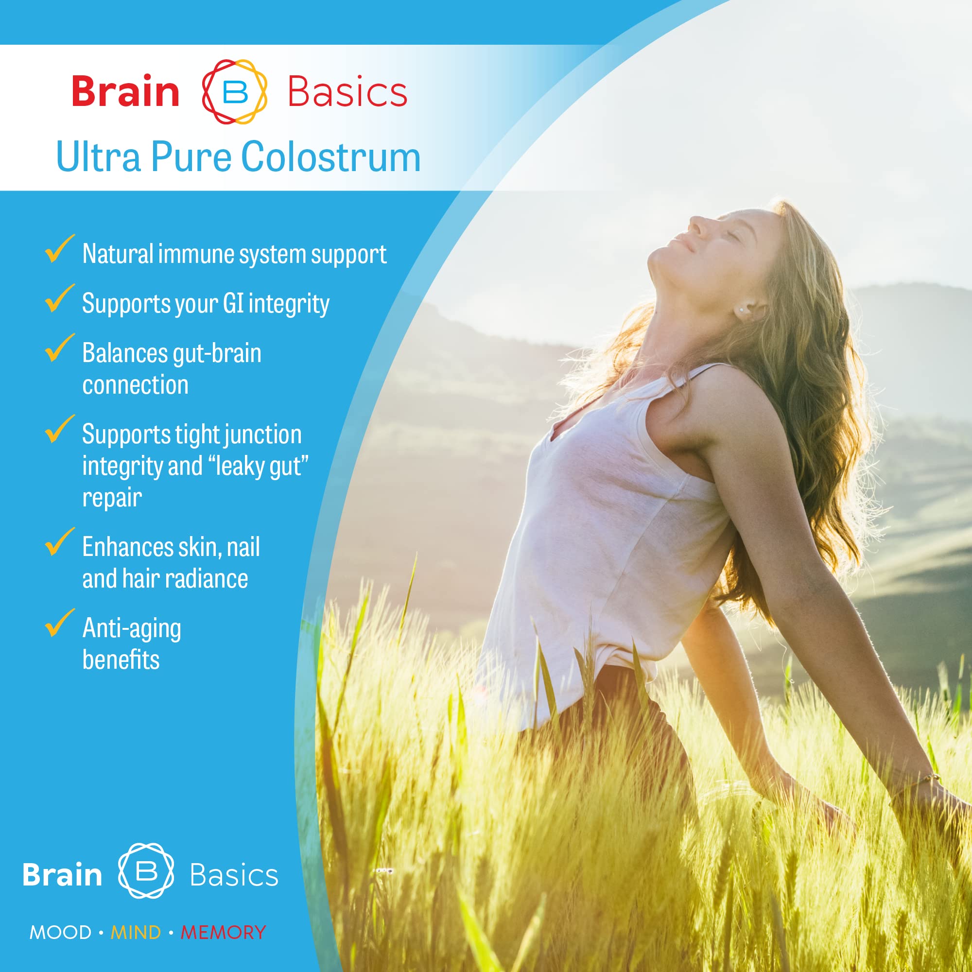Vaso con smoothie mezclado con Brain Bean colostrum, fácil integración en batidos